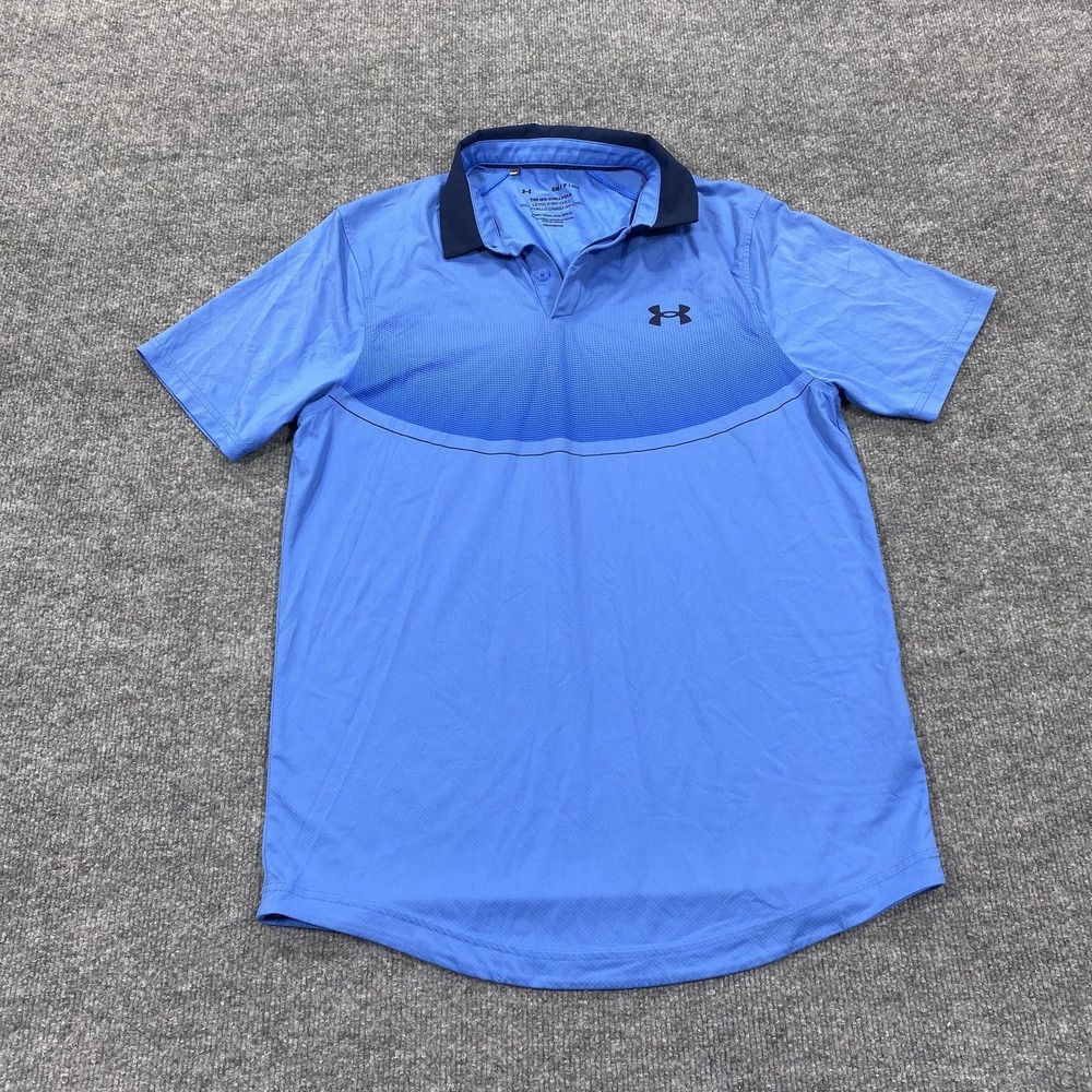 Under Armour Shirt Mens Small Blue Iso-Chill Polo HeatGear Short Sleeve Athletic